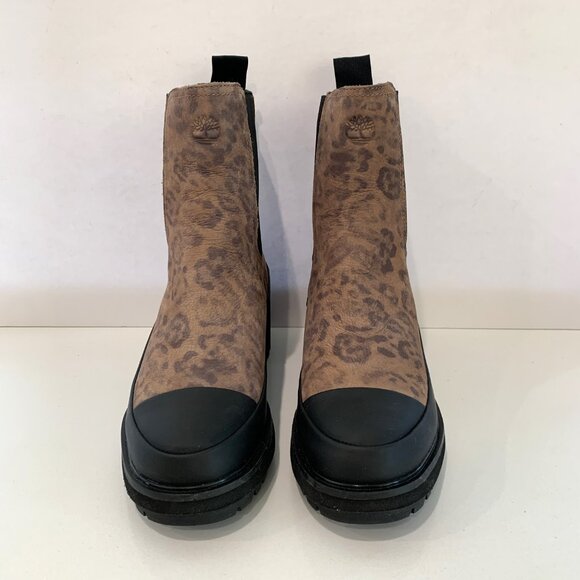 Timberland Kori Park Chelsea Boots Leather Nubuck Booties Brown Leopard Size 9 - Picture 3 of 7